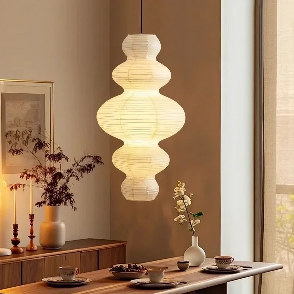 Lampa Wisząca z Papieru Ryżowego Japandi 45 Cm - 2