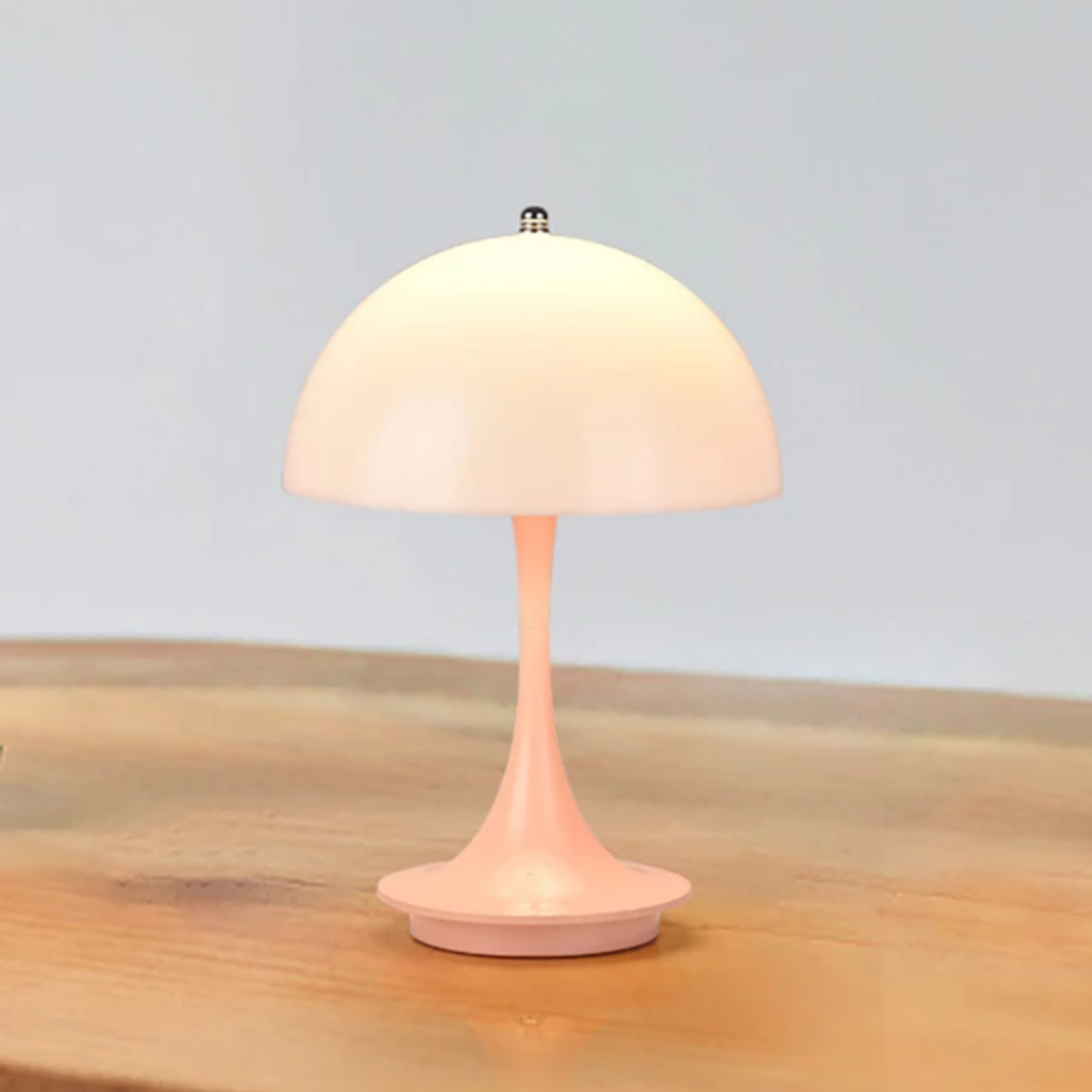 Lampa Stołowa Bezprzewodowa LED z Metalu i Szkła - Różowy