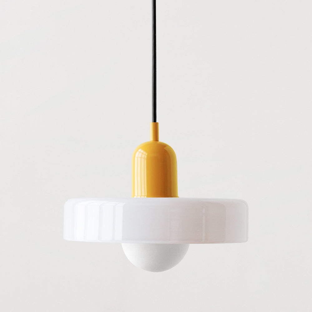 Lampa Wisząca Szklana z Kolorowym Kloszem i Metalowym Detalem - 12