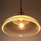 Lampa Wisząca ze Żebrowanym Szklanym Kloszem - 4