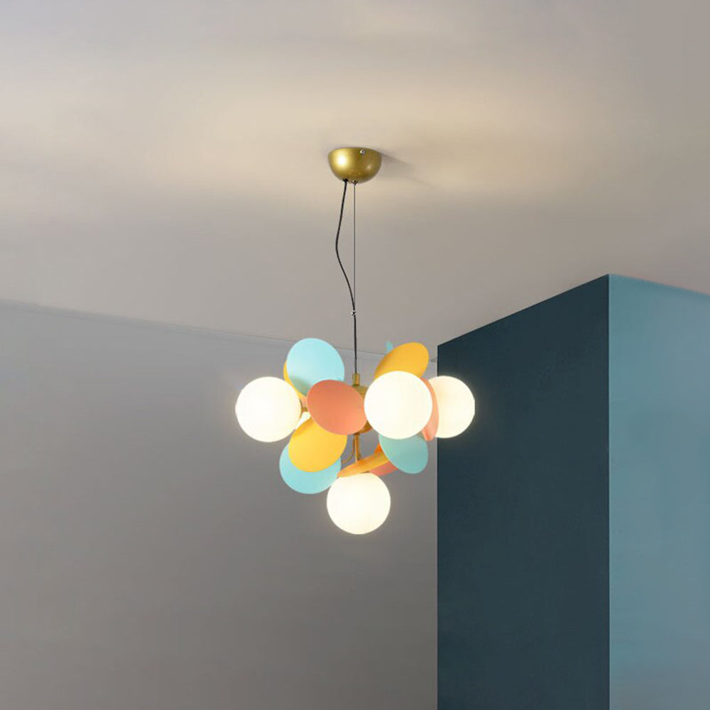 Żyrandol Szklano-Akrylowy LED G9 z Trzema Barwami Światła - Wielokolorowy Ø38 cm 5 świateł