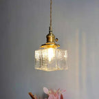 Lampa Wisząca Vintage ze Żebrowanego Szkła z Żelazną Ramą - 4