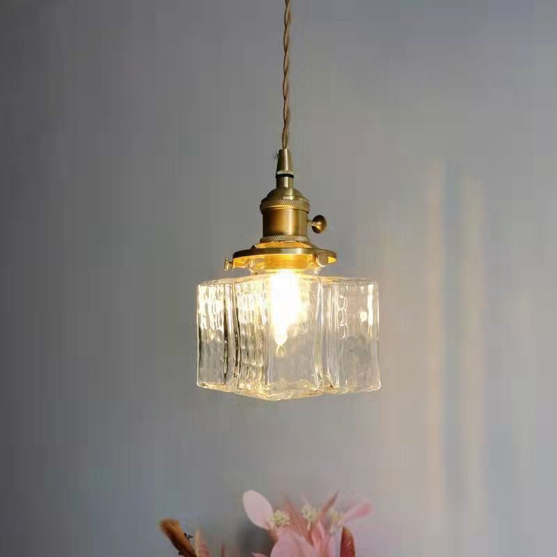 Lampa Wisząca Vintage ze Żebrowanego Szkła z Żelazną Ramą - 4