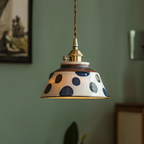 Lampa Wisząca Ceramiczna z Ręcznie Malowanym Kloszem Kwiatowym - Indygo Kamyczki
