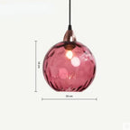 Lampa Wisząca Kula ze Szklanym Kloszem Kolorowym - Różanoczerwony