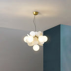 Żyrandol Szklano-Akrylowy LED G9 z Trzema Barwami Światła - Biały Ø35 cm 6 świateł