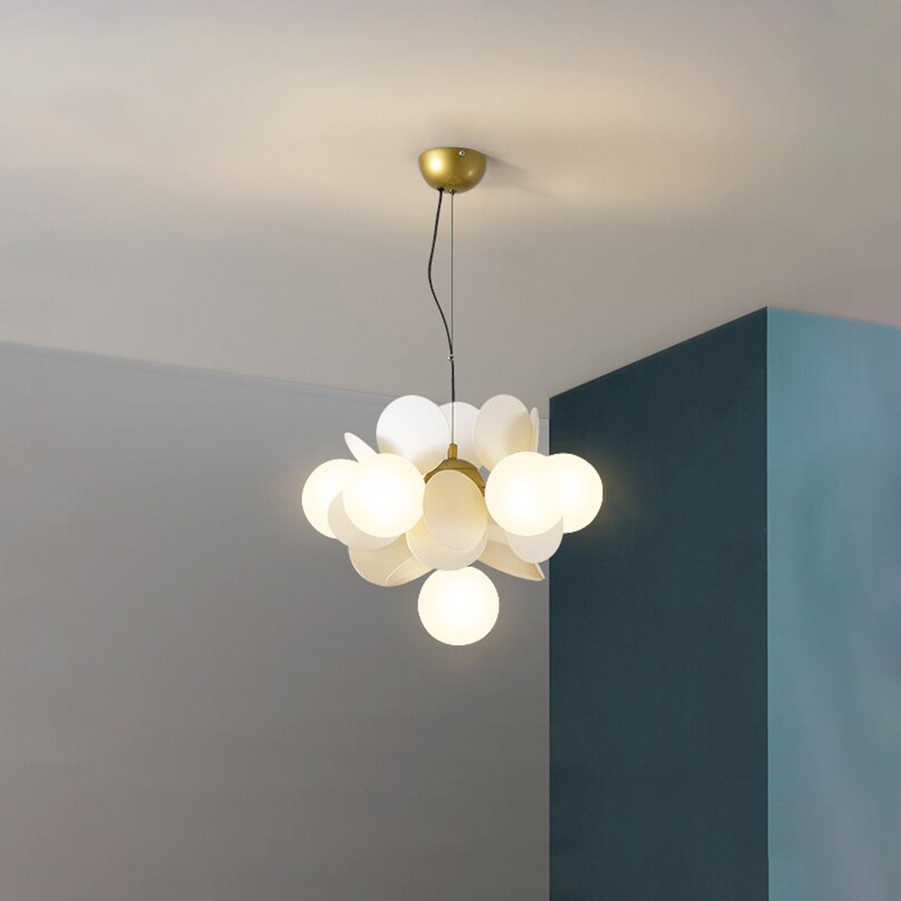 Żyrandol Szklano-Akrylowy LED G9 z Trzema Barwami Światła - Biały Ø35 cm 6 świateł