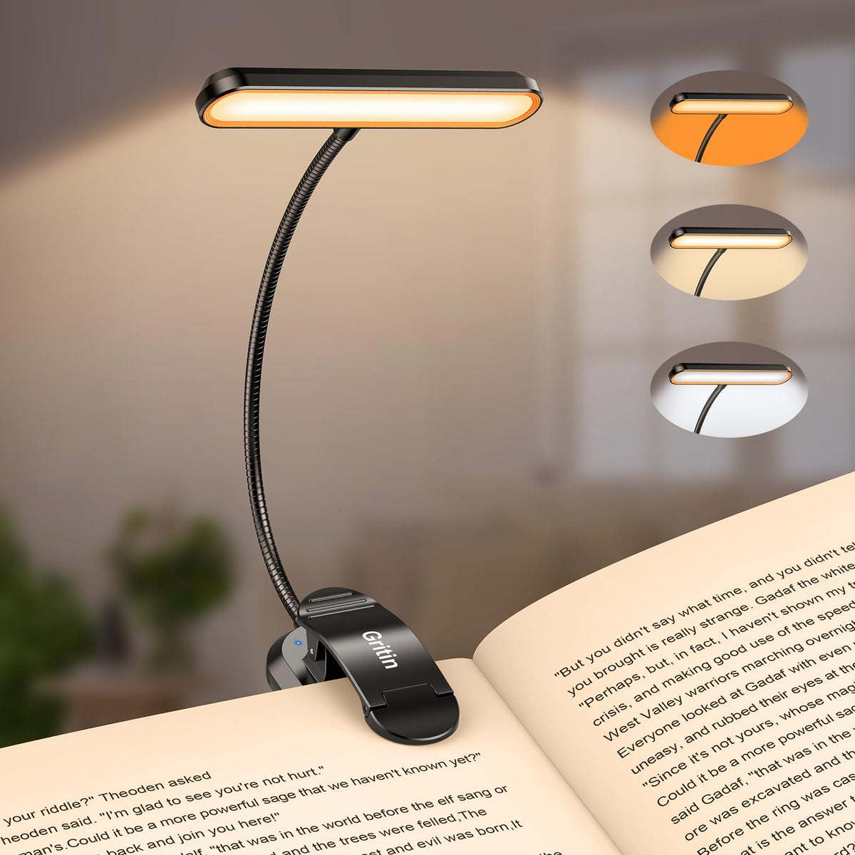 Lampka do Czytania z Klipsem LED Elastyczna Szyjka USB-C