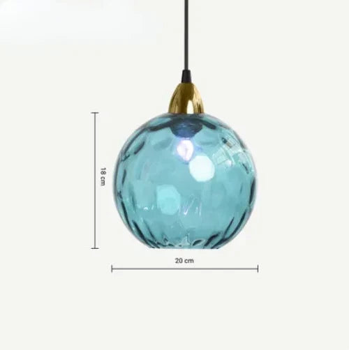 Lampa Wisząca Kula ze Szklanym Kloszem Kolorowym - Błękit nieba
