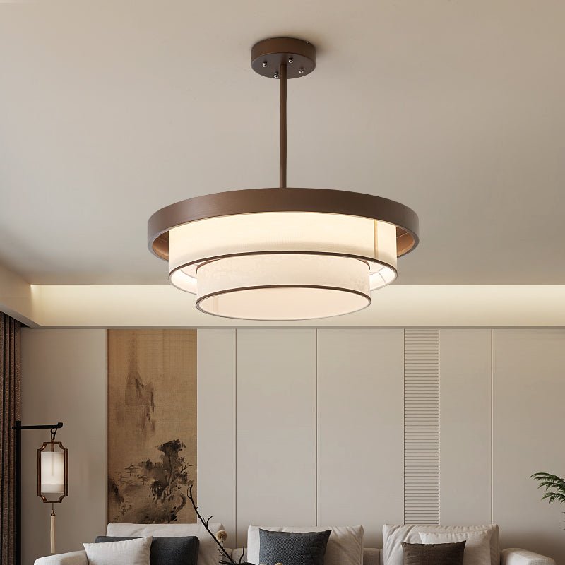 Lampa Wisząca Trzystopniowa z Tkaninowymi Kloszami - 4
