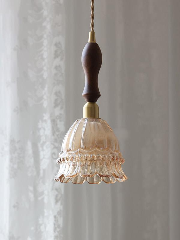 Lampa Wisząca Szklana w Kształcie Meduzy z Bursztynowym Kloszem - 11