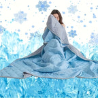 Kołdra Letnia Dwustronna z Geometrycznym Pikowaniem - Błękit nieba