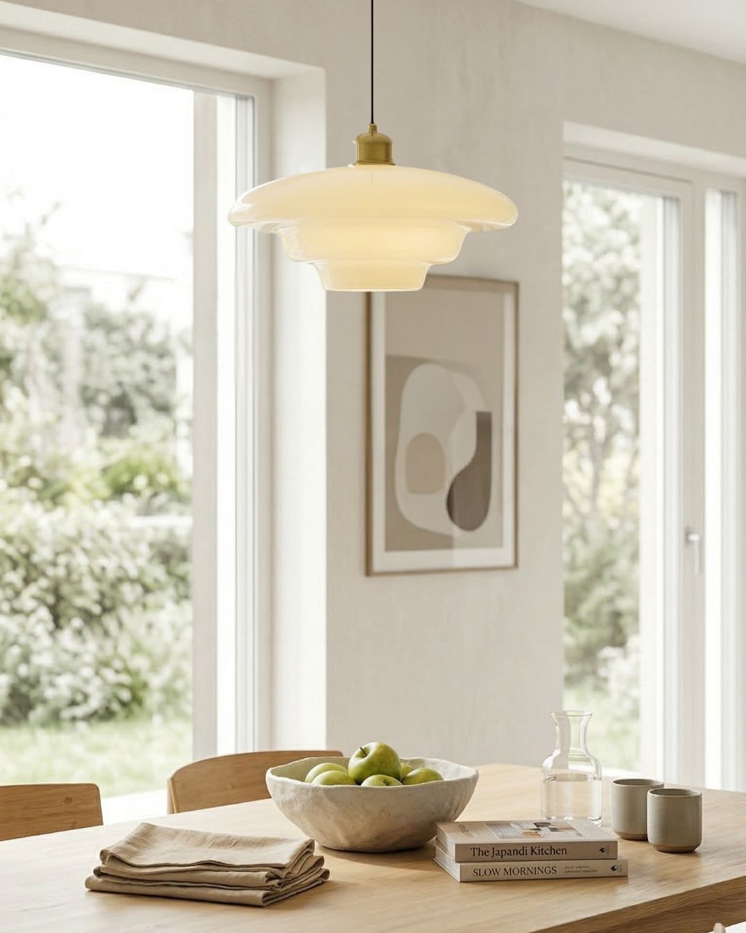 Lampa Wisząca Mid-Century z Opałowym Szklanym Kloszem - 5