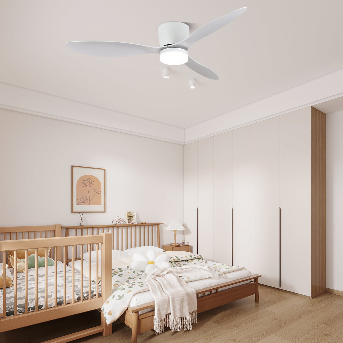 Wentylator Sufitowy z Oświetleniem LED Drewniane Łopatki - 8