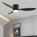 Wentylator Sufitowy z Oświetleniem LED Drewniane Łopatki - Model B – Czarny (łopatki ABS)