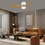 Wentylator Sufitowy z Oświetleniem LED Drewniane Łopatki - Model B – Naturalne drewno & Biały (łopatki ABS)