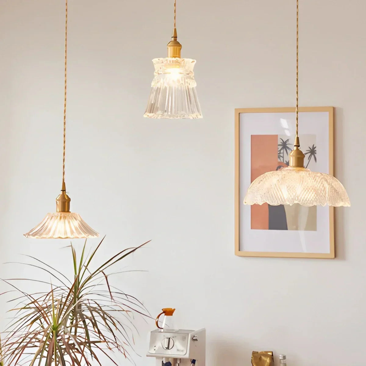 Lampa Wisząca Vintage ze Szklanym Kloszem i Regulowanym Przewodem