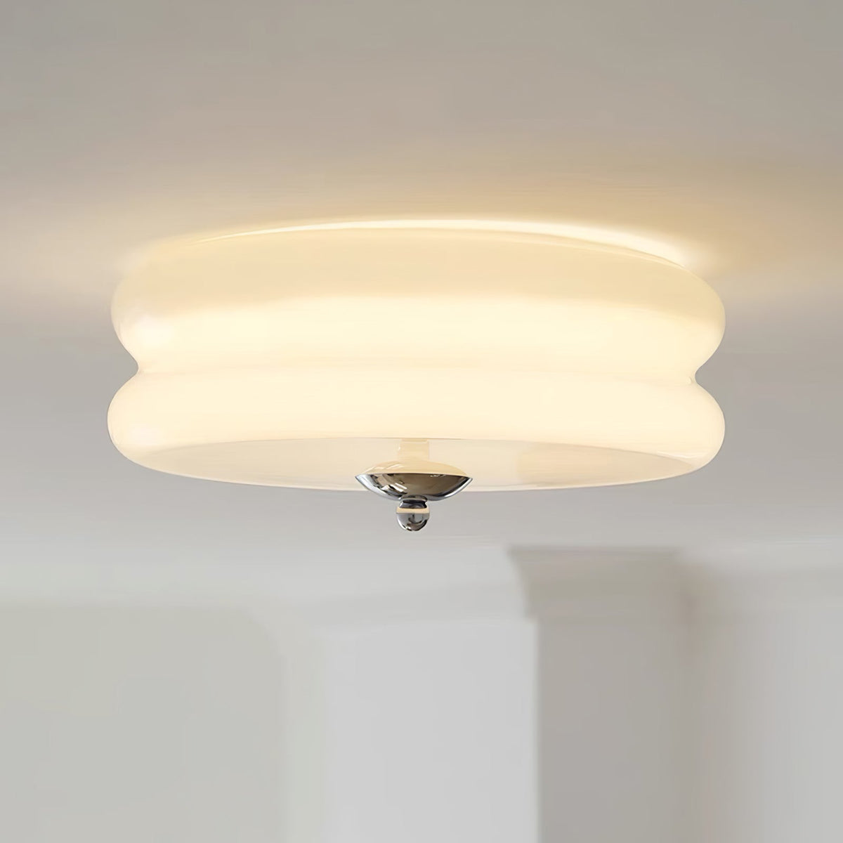 Lampa Sufitowa Art Deco ze Szklanym Kloszem i Oświetleniem LED - 5