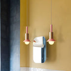 Lampa Wisząca Skandynawska Drewniana z Kolorowym Metalowym Kloszem - 8