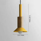 Lampa Wisząca Skandynawska Drewniana z Kolorowym Metalowym Kloszem - 6