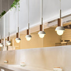 Lampa Wisząca Skandynawska Drewniana z Kolorowym Metalowym Kloszem - 9
