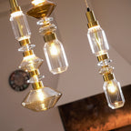 Lampa Wisząca Szklana z Miedzianym Wykończeniem - 6