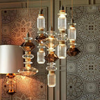 Lampa Wisząca Szklana z Miedzianym Wykończeniem - 3