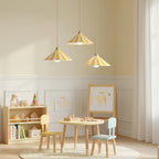 Lampa Wisząca Stożkowa w Paski z Mosiężnym Mocowaniem - 5