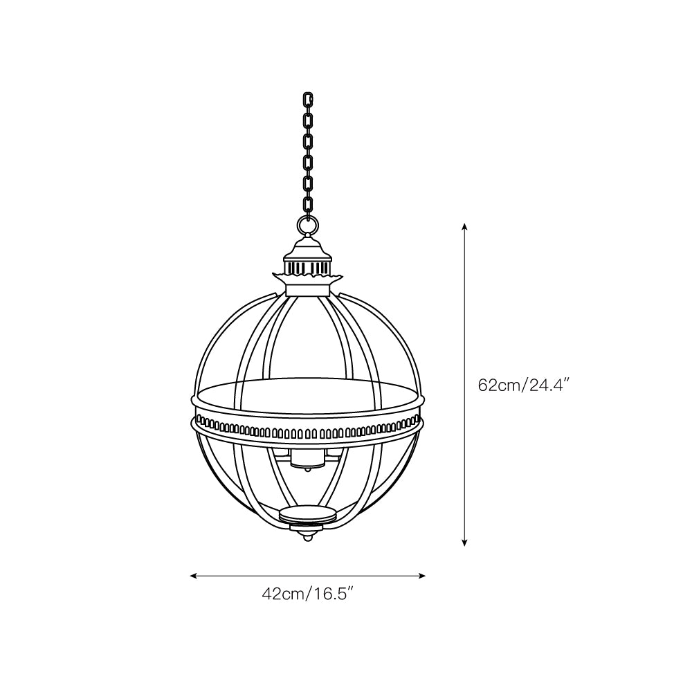 Lampa Wisząca Barokowa z Trzema Szklanymi Kloszami - 6