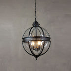Lampa Wisząca Barokowa z Trzema Szklanymi Kloszami - 5