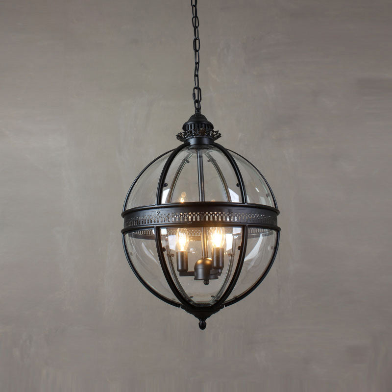 Lampa Wisząca Barokowa z Trzema Szklanymi Kloszami - 5
