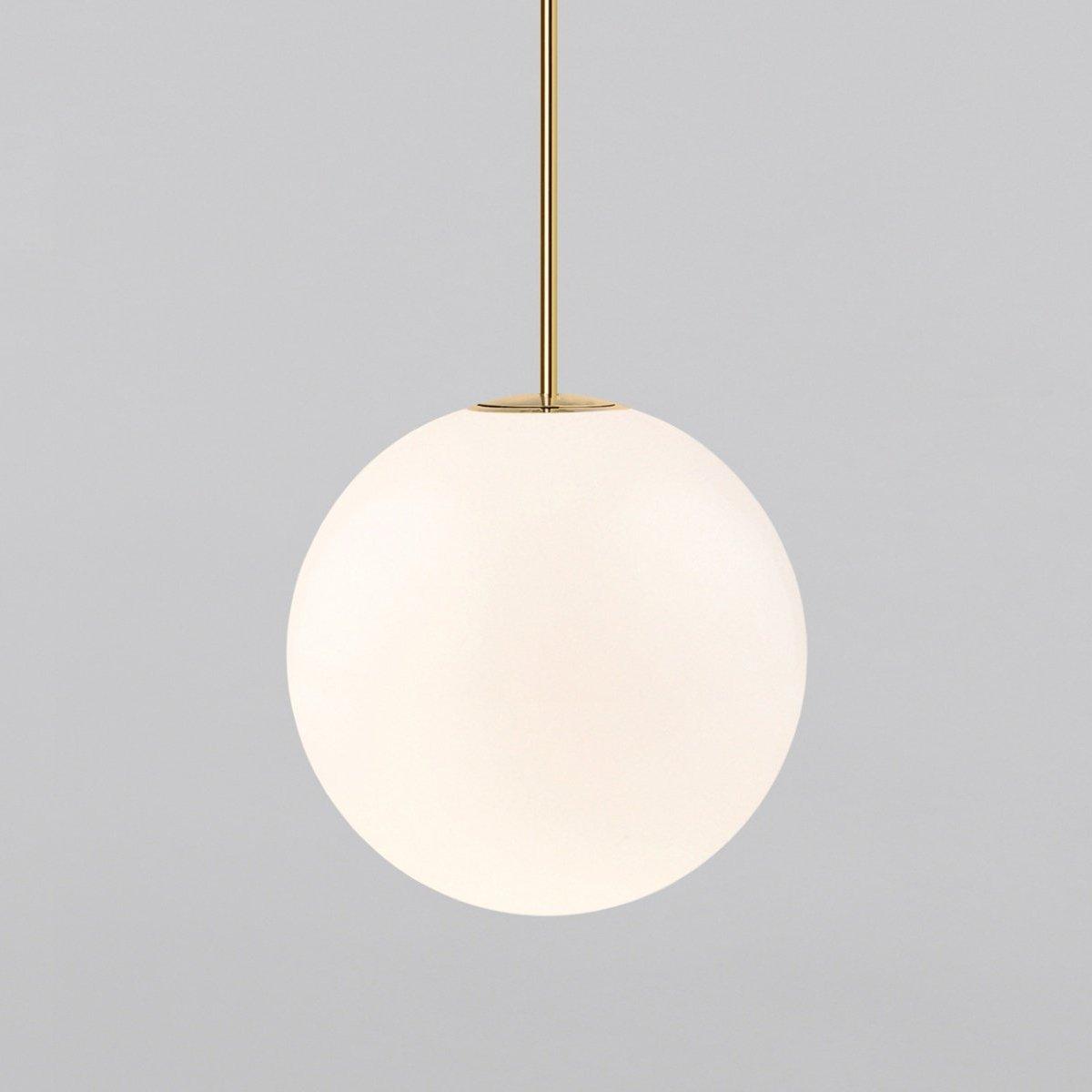 Lampa Wisząca Kula z Opalowym Kloszem - Mosiądz