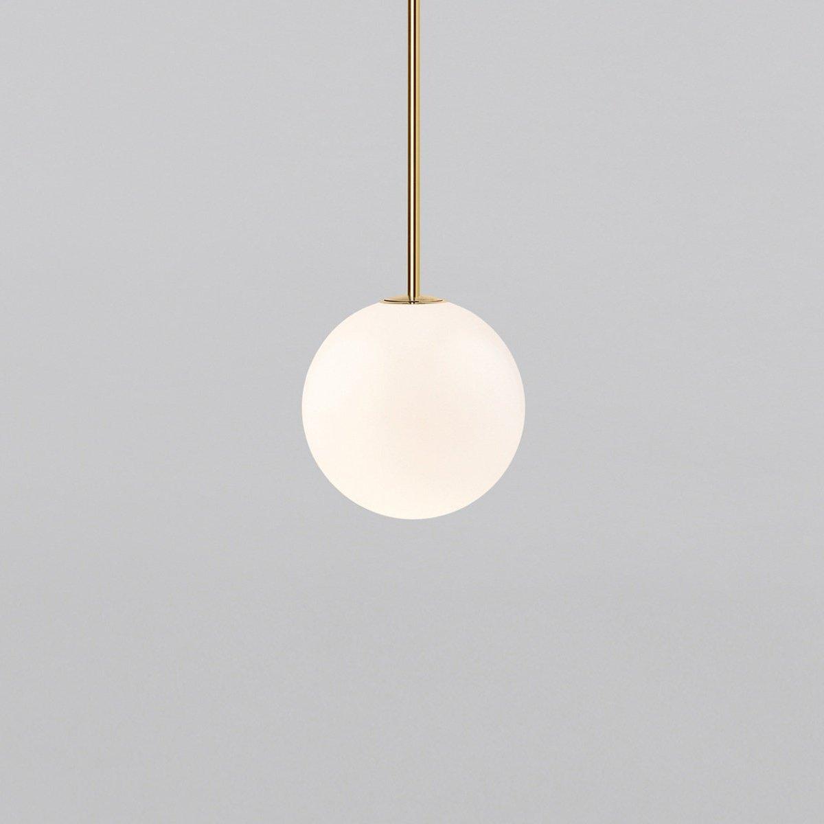 Lampa Wisząca Kula z Opalowym Kloszem - Mosiądz
