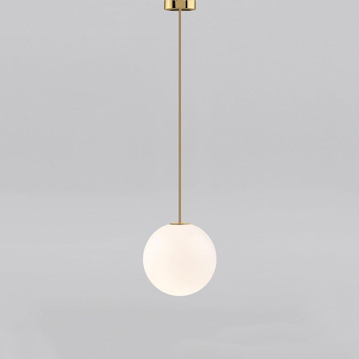 Lampa Wisząca Kula z Opalowym Kloszem - Mosiądz
