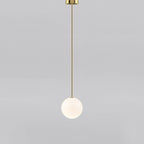 Lampa Wisząca Kula z Opalowym Kloszem - Mosiądz