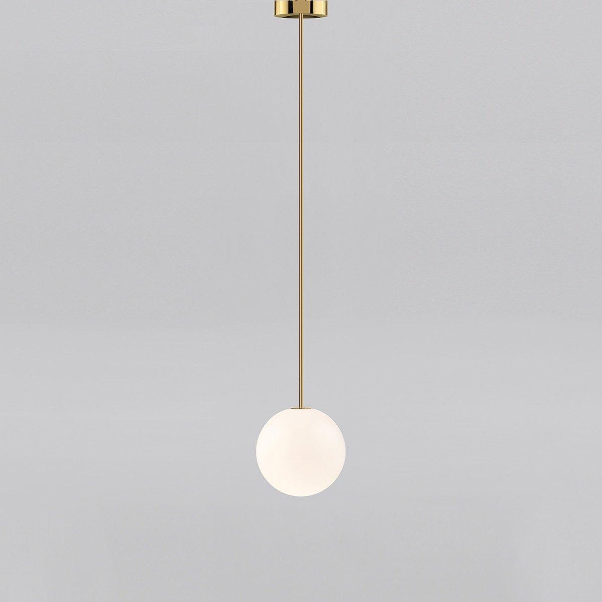 Lampa Wisząca Kula z Opalowym Kloszem - Mosiądz