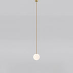 Lampa Wisząca Kula z Opalowym Kloszem - Mosiądz