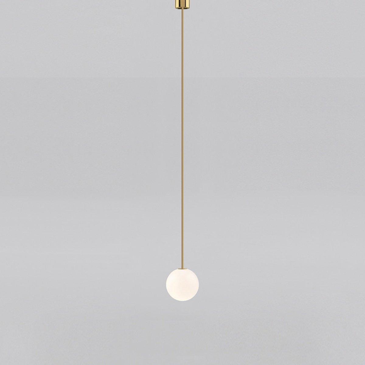 Lampa Wisząca Kula z Opalowym Kloszem - Mosiądz