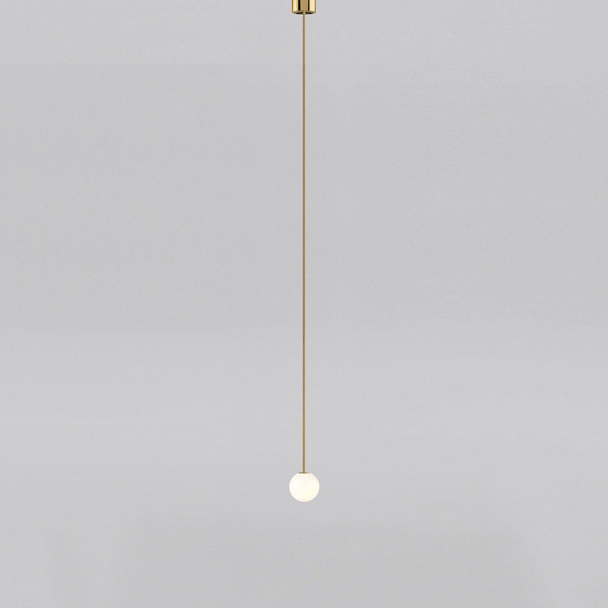 Lampa Wisząca Kula z Opalowym Kloszem - Mosiądz