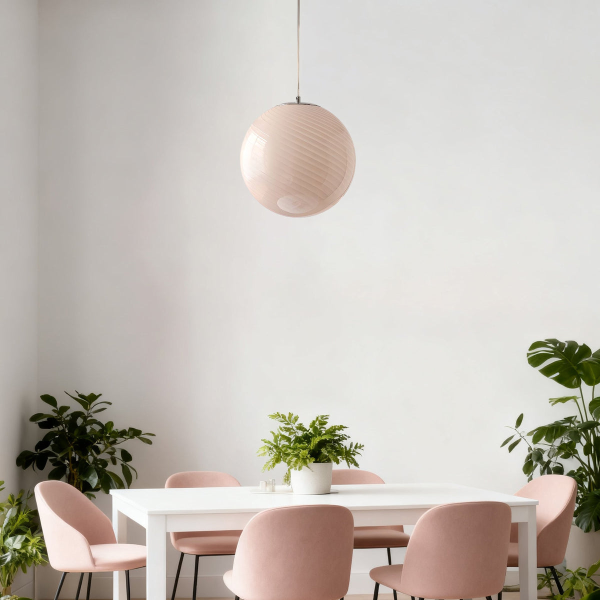 Lampa Wisząca Kula ze Szklanym Kloszem Ręcznie Dmuchanym - 3