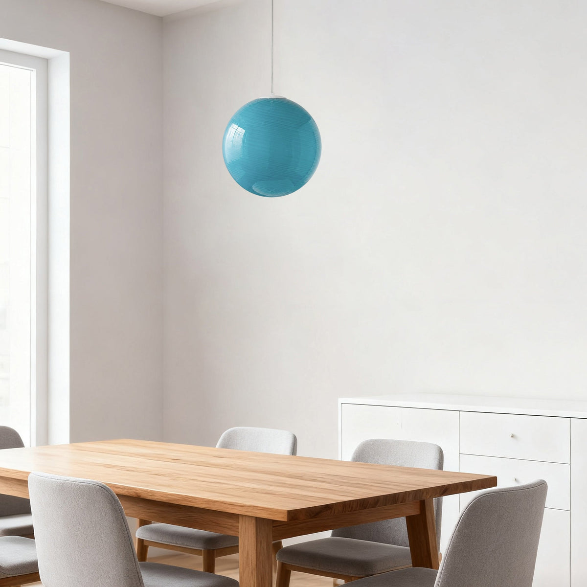 Lampa Wisząca Kula ze Szklanym Kloszem Ręcznie Dmuchanym - 7