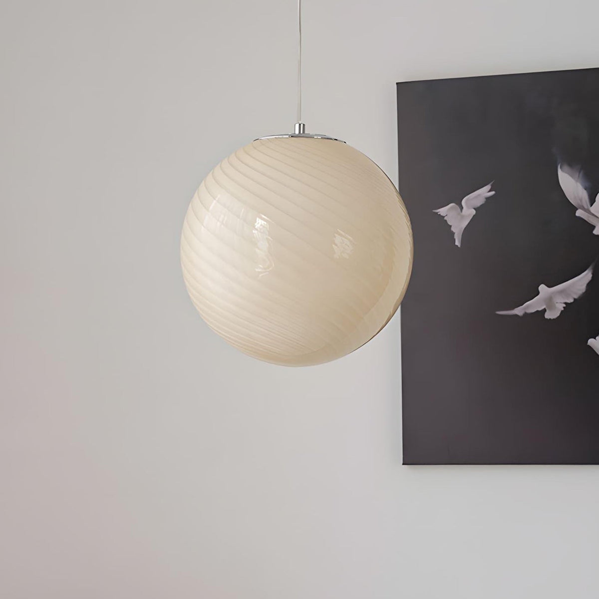 Lampa Wisząca Kula ze Szklanym Kloszem Ręcznie Dmuchanym - 6