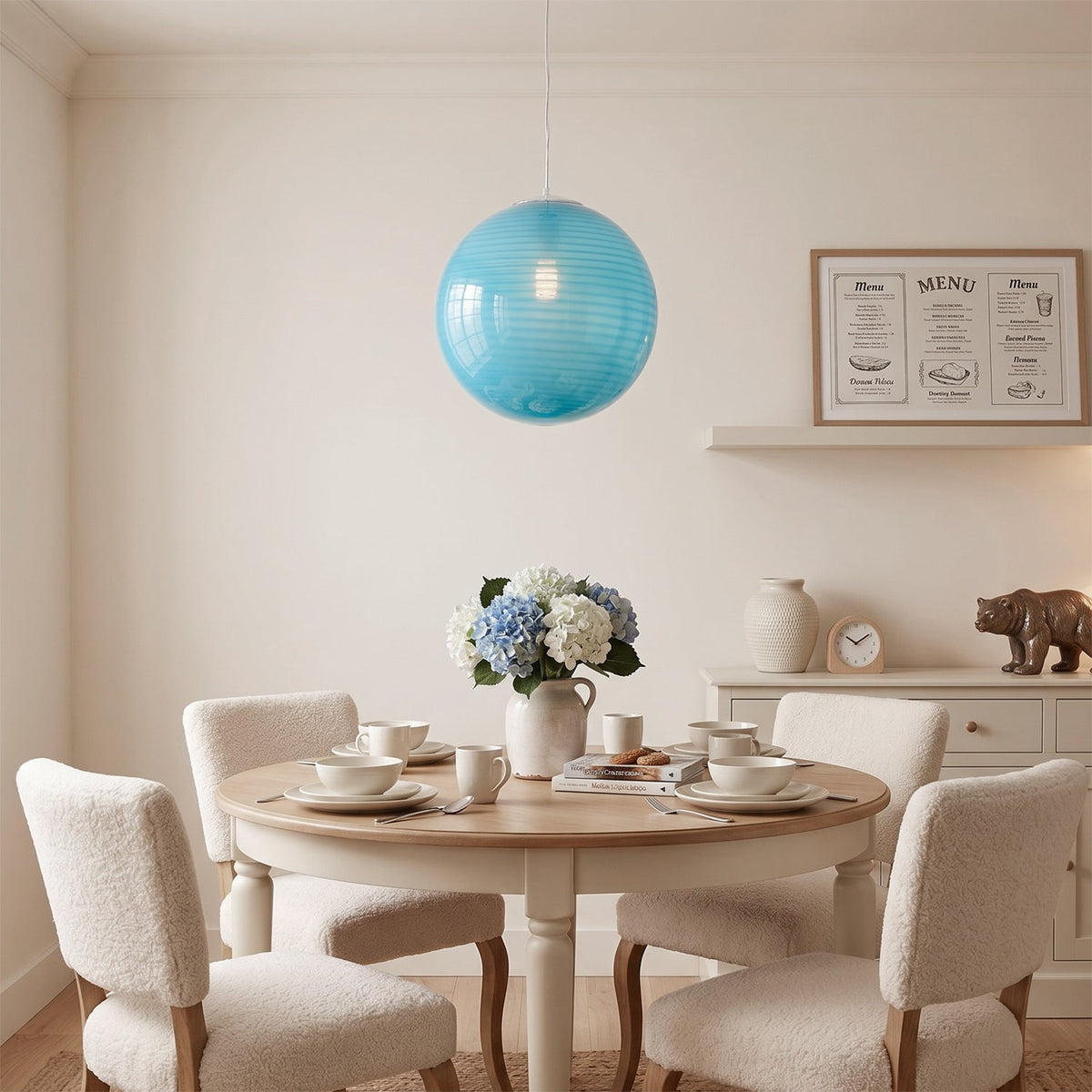 Lampa Wisząca Kula ze Szklanym Kloszem Ręcznie Dmuchanym - 4
