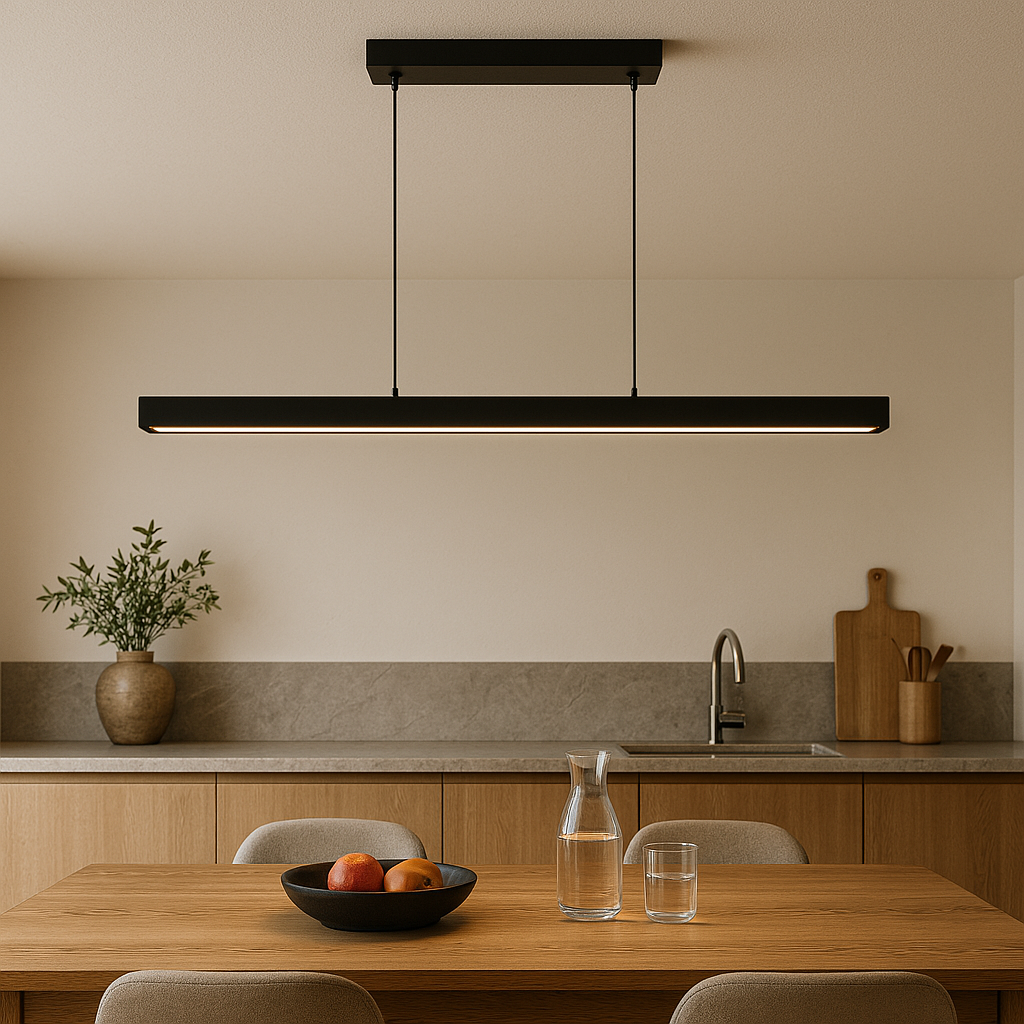 Lampa Wisząca LED Liniowa Imitacja Drewna z Żelazem - 4