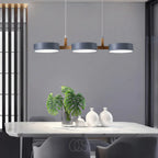 Lampa Wisząca Okrągła LED z Drewnianymi Detalami - 4
