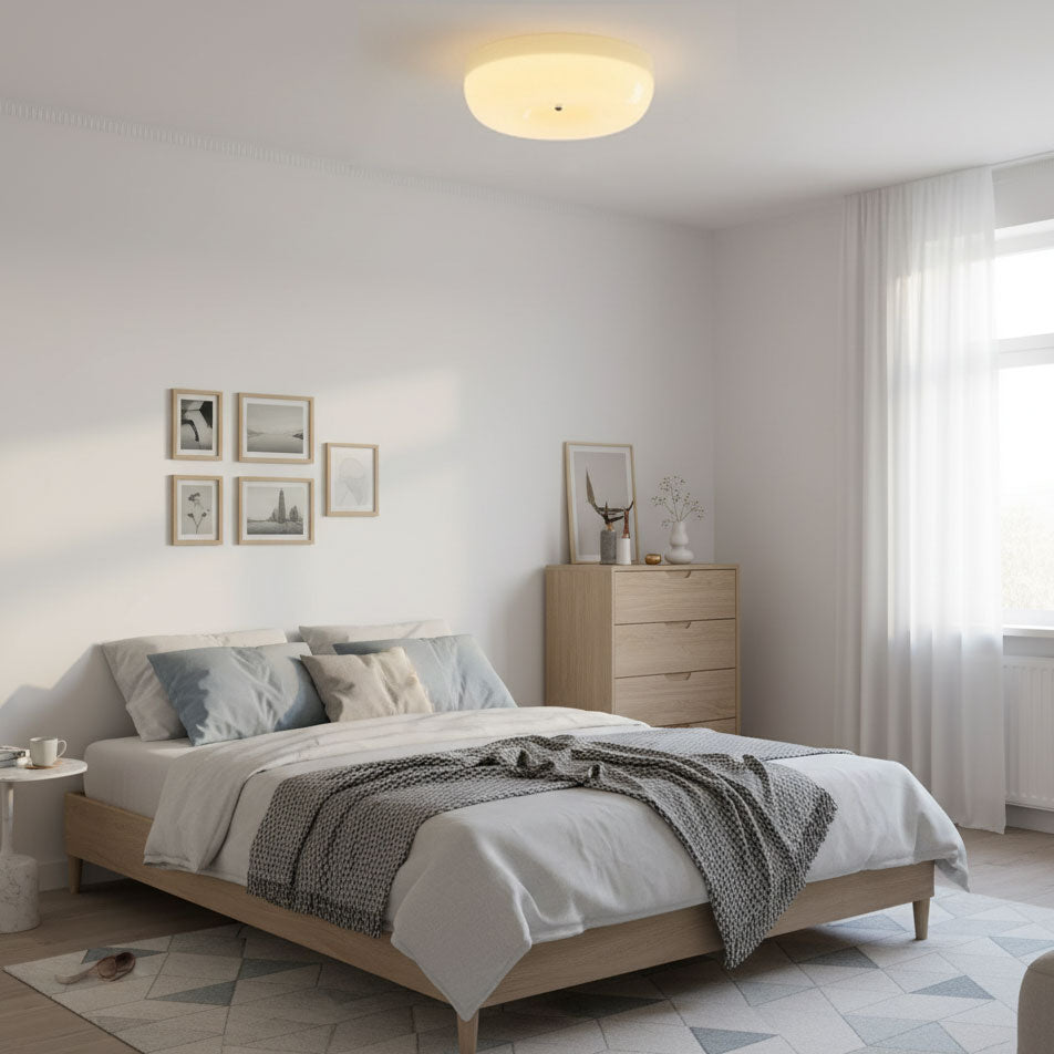 Plafon Szklany Opalowy ze Srebrnym Detalem - 7
