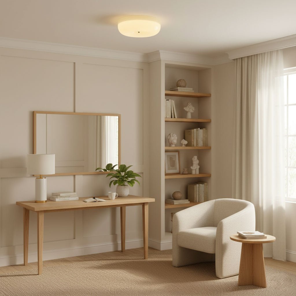 Plafon Szklany Opalowy ze Srebrnym Detalem - 3