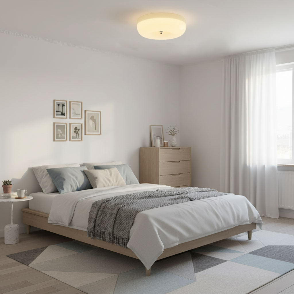 Plafon Szklany Opalowy ze Srebrnym Detalem - 4