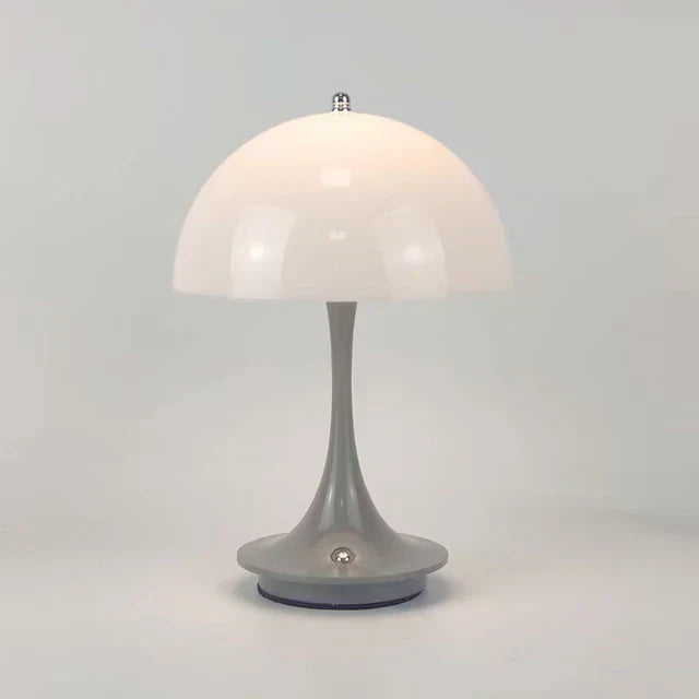 Lampa Stołowa Bezprzewodowa LED z Metalu i Szkła - Szary