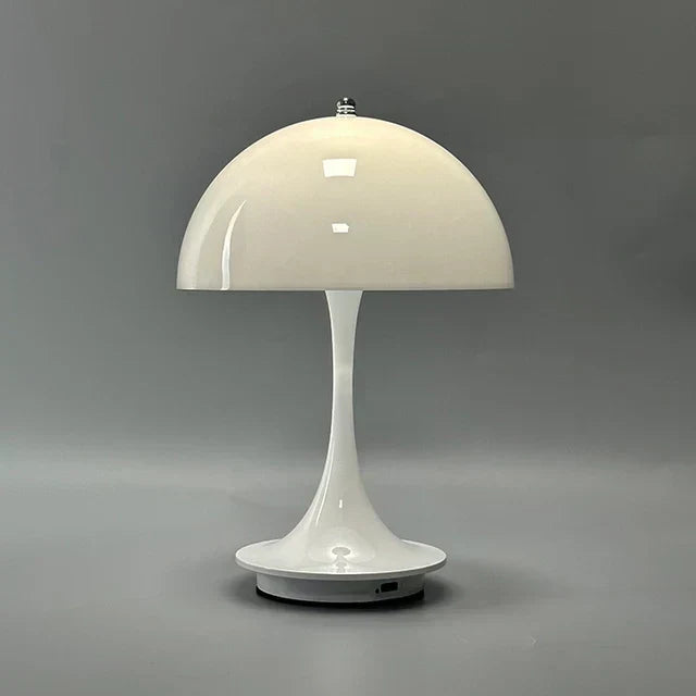 Lampa Stołowa Bezprzewodowa LED z Metalu i Szkła - Biały